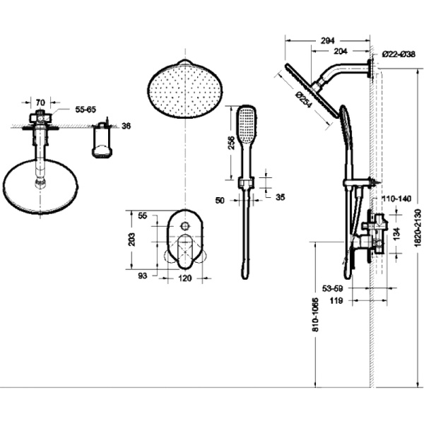 душевая система bravat gina f865104c-a-eng цвет хром