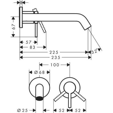 смеситель для раковины hansgrohe tecturis s 73351700 встраиваемый, с выпуском, белый матовый