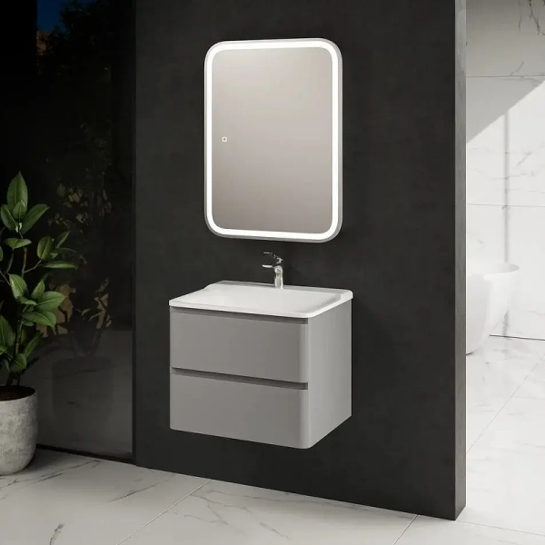 тумба под раковину aquame s4 60 aqm900460gm подвесная цвет серый