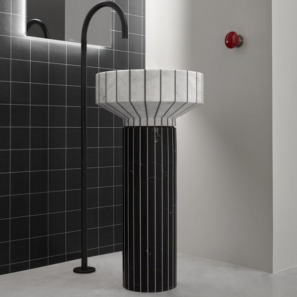 раковина напольная 45 см antonio lupi 024 024.carrara_nero marquinia белый мрамор