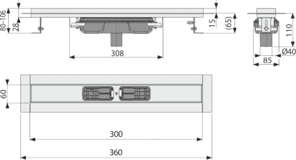душевой лоток alcaplast apz1106-300 без решетки