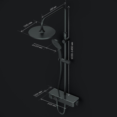 душевая система am.pm inspire v2.0 f0750a422 с термостатом, цвет черный матовый