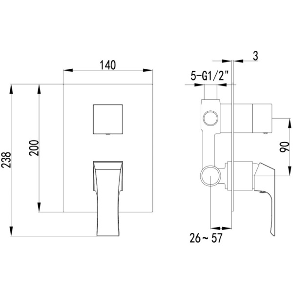 смеситель для душа lemark unit lm4527c хром с внутренней частью,