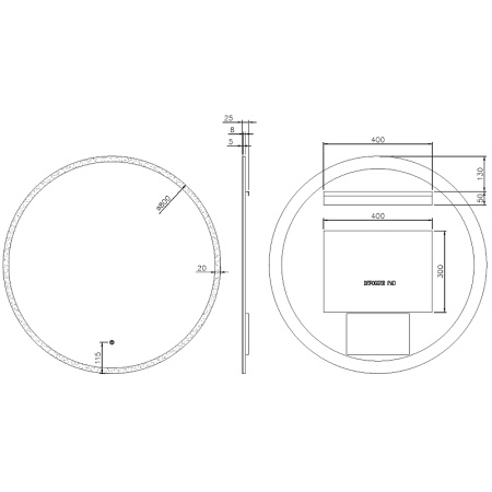 Зеркало Boheme Modern 80 545-80-B с подсветкой Черное с сенсорным выключателем и подогревом