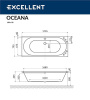 акриловая ванна excellent oceana 180x80 "line" цвет золото