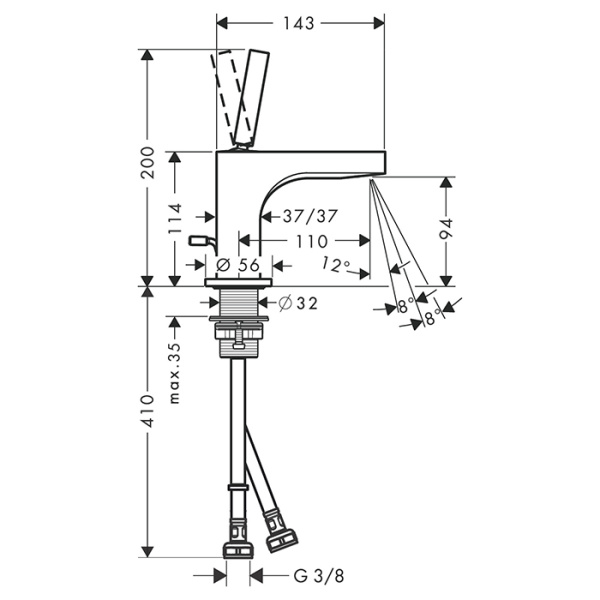 смеситель axor citterio для раковины 90, на 1 отв., с донным клапаном, цвет: полированное золото
