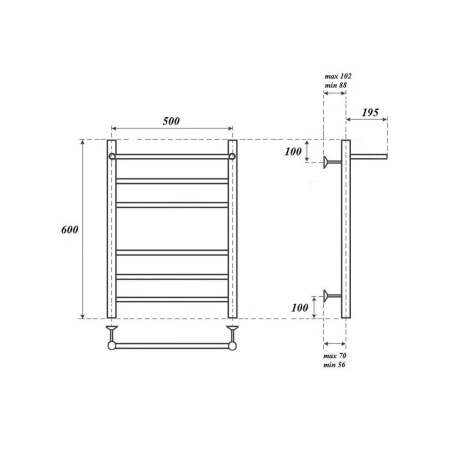 полотенцесушитель водяной point pn10156p п5 500x600 с полкой цвет хром