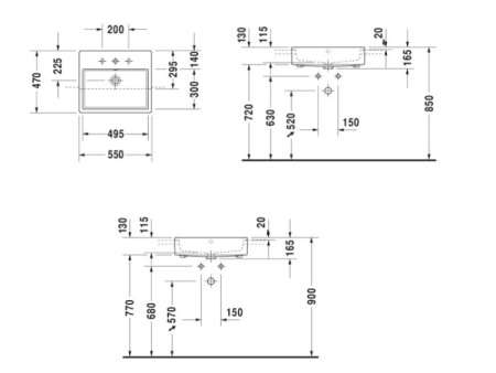 раковина полувстраиваемая duravit vero air 55 см 0382550000