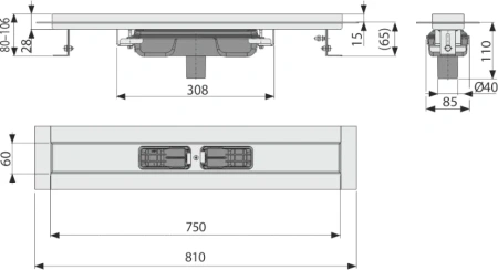 душевой лоток alcaplast apz1106-750 без решетки
