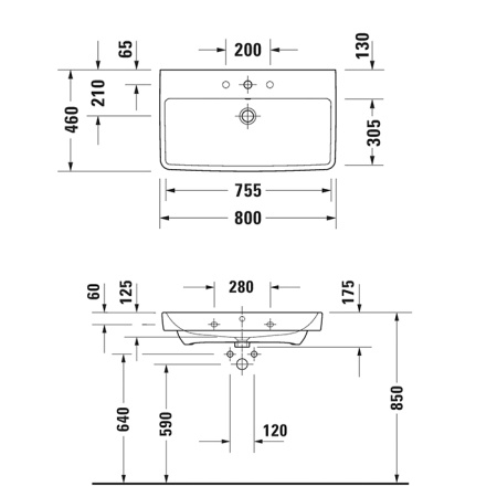 duravit no.1 раковина 800х460мм, белая, для смеситель