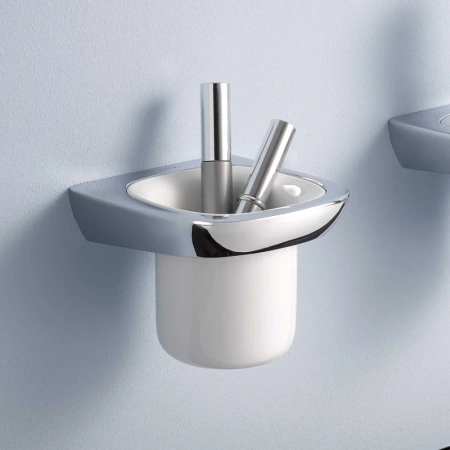 стакан для зубных щеток kludi ambienta 5397505 хром/белый