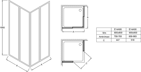 душевой уголок jacob delafon serenity 90x90 e14a90-ga профиль хром стекло прозрачное 454384