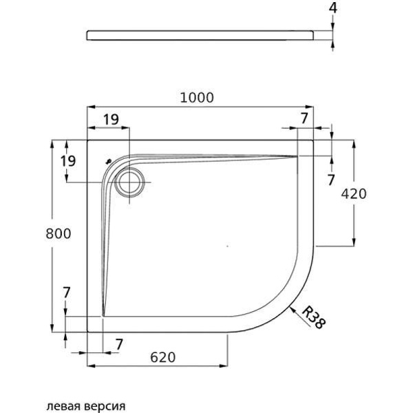 акриловый поддон для душа ideal standard ultraflat 100х80 l k240701 euro white