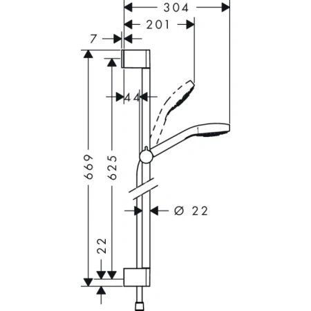 душевой набор 0,65 м hansgrohe croma select s 1jet 26564400