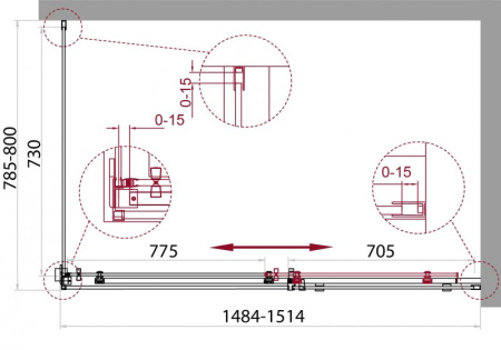 душевой уголок belbagno acqua 150х80 acqua-ah-1-150/80-c-cr профиль хром, стекло прозрачное