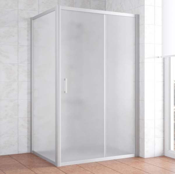 душевой уголок vegas glass zp+zpv 120*90 07 10 профиль матовый хром, стекло сатин