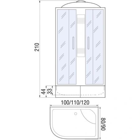 душевая кабина river nara 120x80x46 мт r 10000002823 профиль матовый хром задняя стенка белая