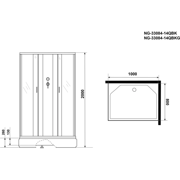 душевая кабина niagara classic 100х80 ng-33084-14qbk без гидромассажа