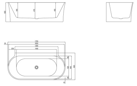 акриловая ванна belbagno bb409-1700-800-w/nm 170x80 см, цвет белая матовая внутри, черная матовая снаружи