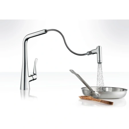 смеситель для кухни hansgrohe metris m71 14820000, хром