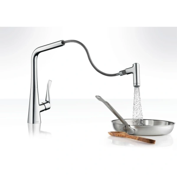 смеситель для кухни hansgrohe metris m71 14820000, хром