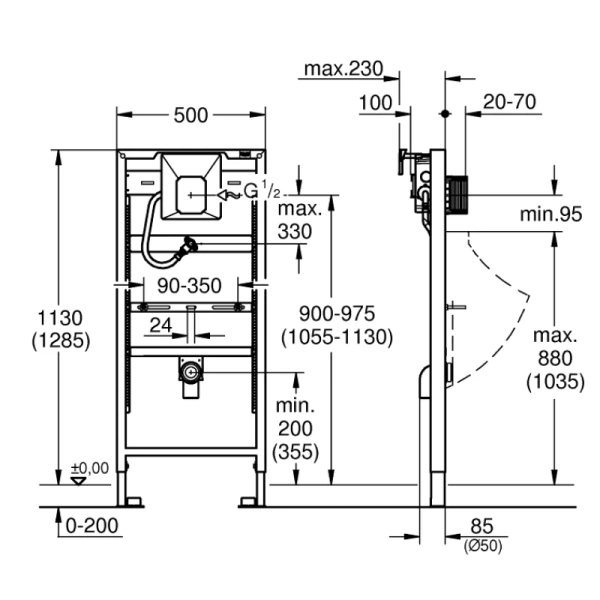 монтажный элемент для писсуара grohe rapid sl 38803001