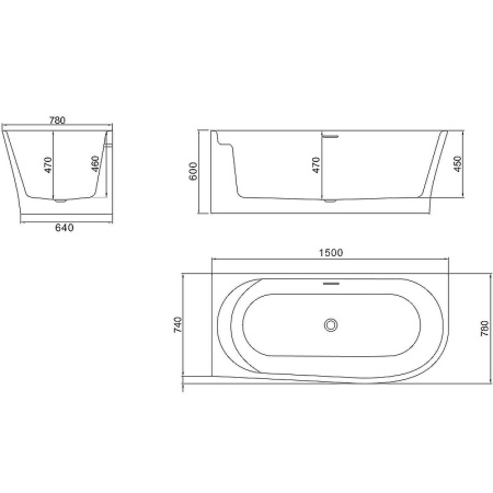 акриловая ванна belbagno bb410-1500-780-l