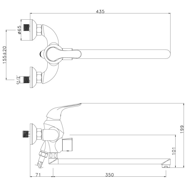 смеситель для ванны с душем lemark swan lm5451bg универсальный