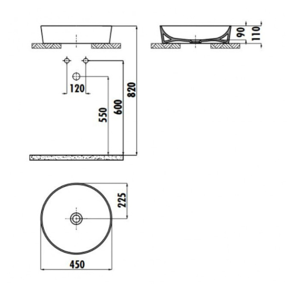 раковина-чаша creavit ultra 45 ul145-00cb00e-0000, цвет белый