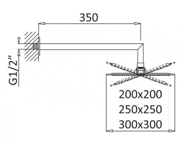 верхний душ 300 cezares porta porta-tddq-30-01, цвет хром