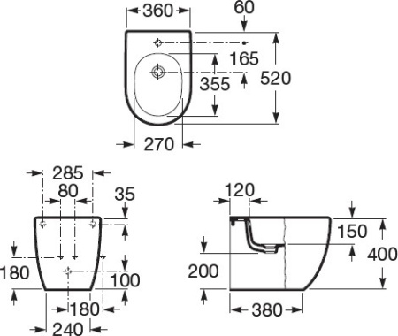 биде напольное roca meridian compact 357247000