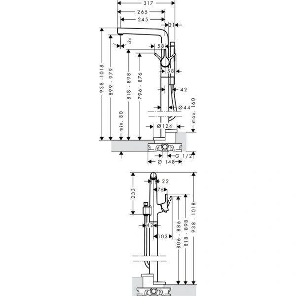 напольный смеситель для ванны hansgrohe talis s 72412000