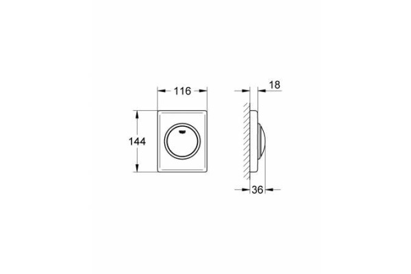 кнопка для инсталляции grohe skate 38595000 для писсуара, 1 режим смыва, цвет хром