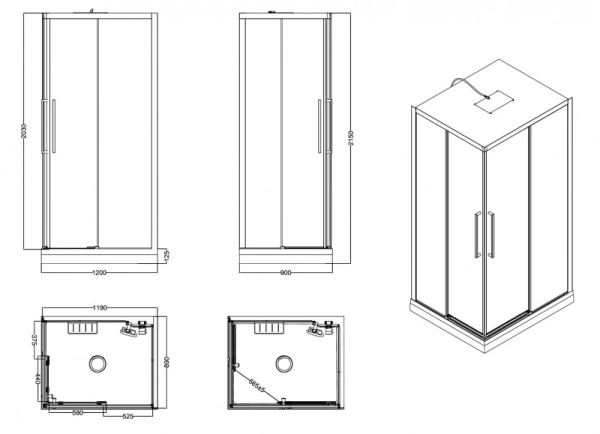 Душевая кабина Esbano Muse ESM-129CKR 120x90 L ESKM129CKRL без гидромассажа