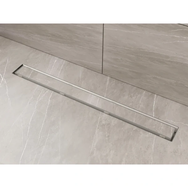 душевой трап (лоток) plumberia selection linear psl120mt 120 см, с решеткой, 2 в 1 под плитку, нержавеющая сталь