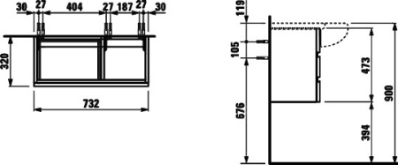 тумба под раковину laufen alessi one 4.2445.0.097.631.1 90 см