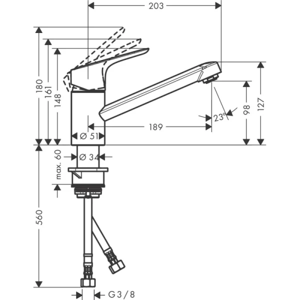 смеситель для кухни hansgrohe focus m43 71818000, хром