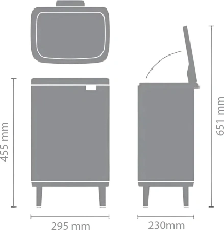 мусорное ведро brabantia bo hi 227264 12 л, матовая сталь