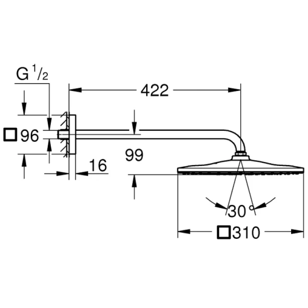 верхний душ 310 мм grohe rainshower 26564000