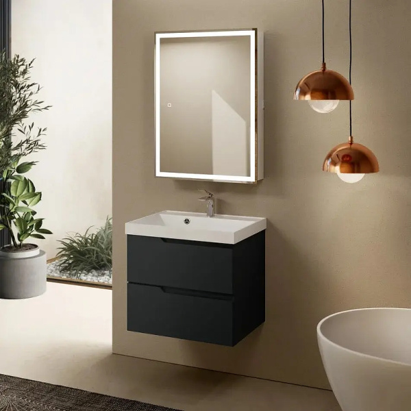 тумба под раковину aquame s3 60 aqm900360gm подвесная цвет антрацит