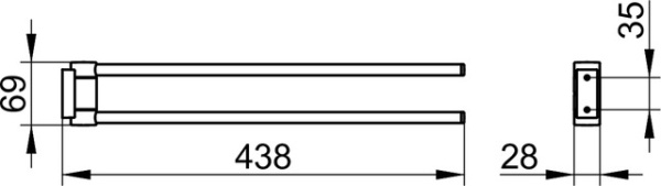 Полотенцедержатель Keuco Plan 14918 070000 двойной, поворотный 438 mm нержавеющая сталь