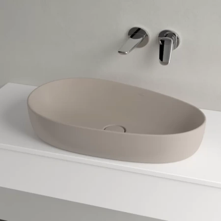 раковина villeroy & boch antao 4a7465am накладная, 65x40 см, almond с покрытием ceramicplus