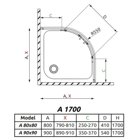 душевой уголок radaway premium plus a 90×90 30401-01-02n матовое