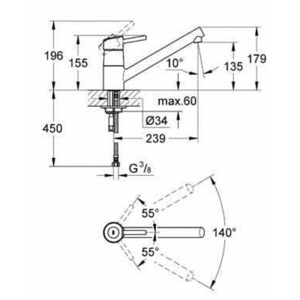 смеситель для кухни grohe concetto 32659000