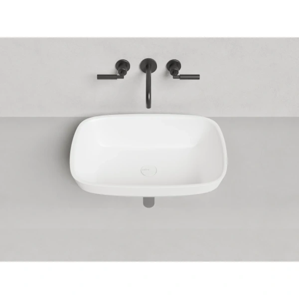 раковина salini marea 02 1802202m полувстраиваемая, 59.8x39.8 см, из искусственного камня s-stone, белая матовый