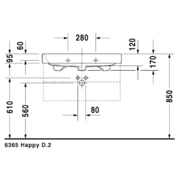 раковина полувстраиваемая duravit happy d.2 80 см 2318800000
