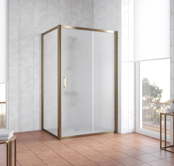 душевой уголок vegas glass zp+zpv 130*80 05 10 профиль бронза, стекло сатин