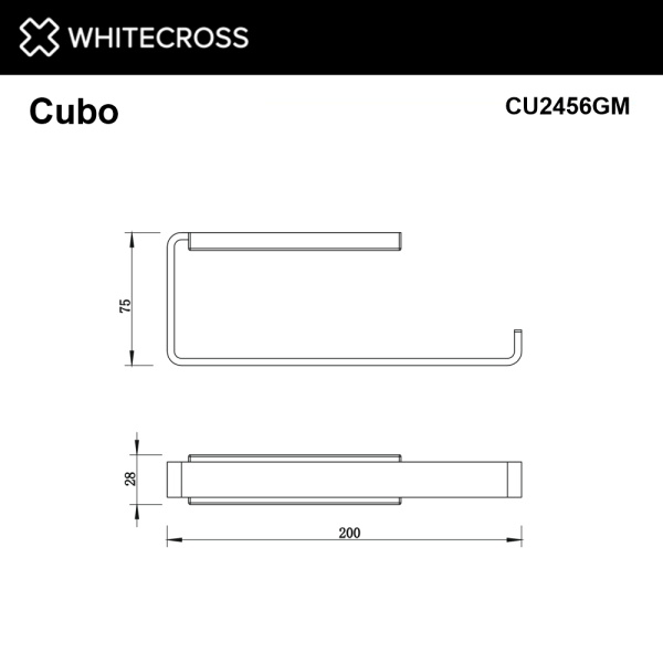 Полотенцедержатель 20 см Whitecross Cubo CU2456GM оружейная сталь