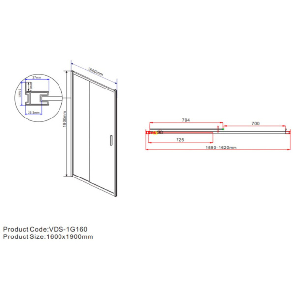 душевая дверь 160 см vincea garda vds-1g160cl прозрачное