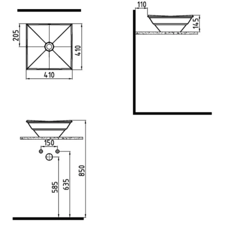 раковина накладная bien kristal 70lg041b1